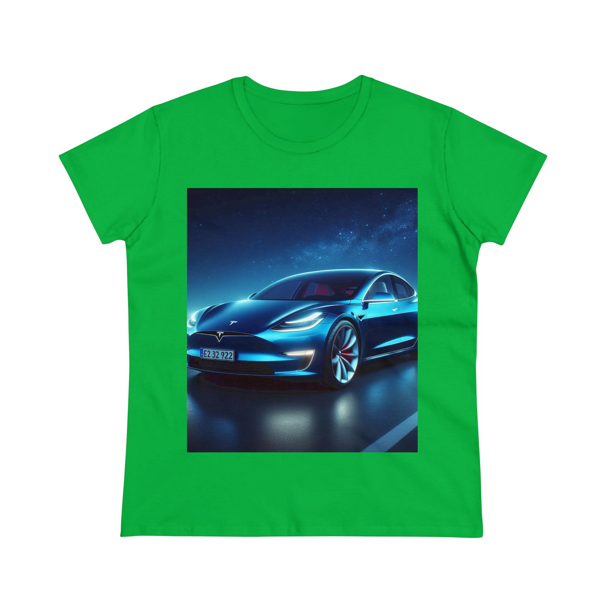 Blue Tesla T-Shirt T-Shirt Printify Irish Green S 