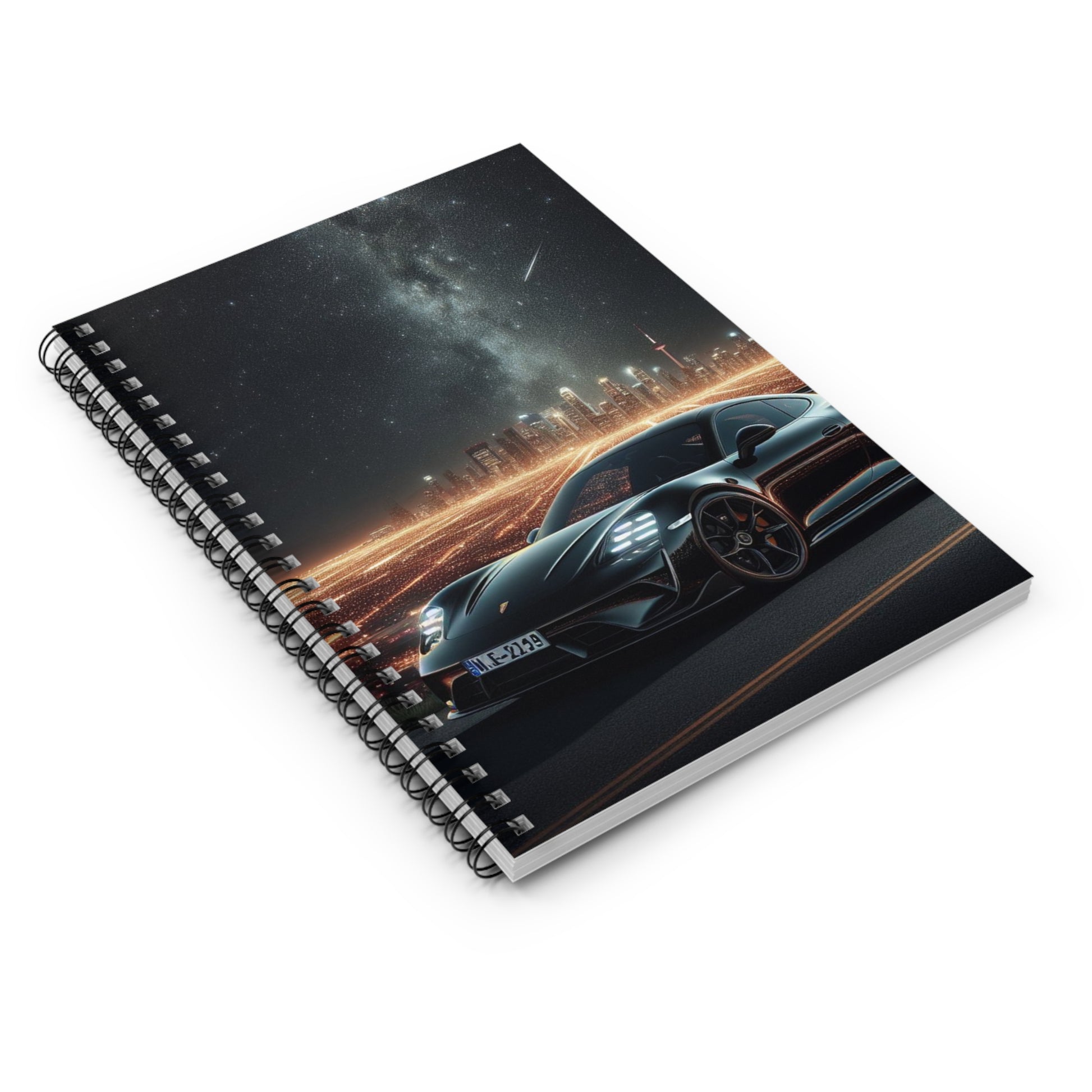 Black Porsche Spiral Notebook Paper products Printify   