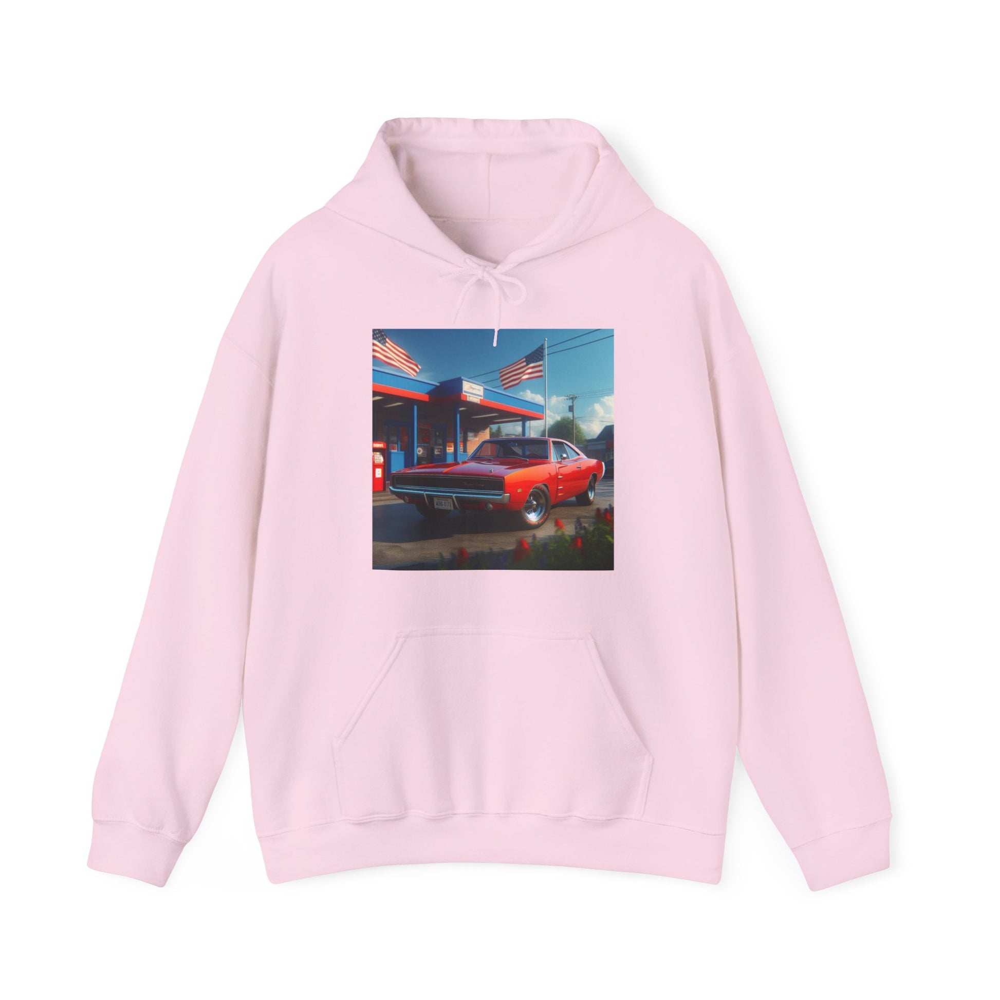 1970 Red Dodge Charger Hoodie Hoodie Printify Light Pink S 