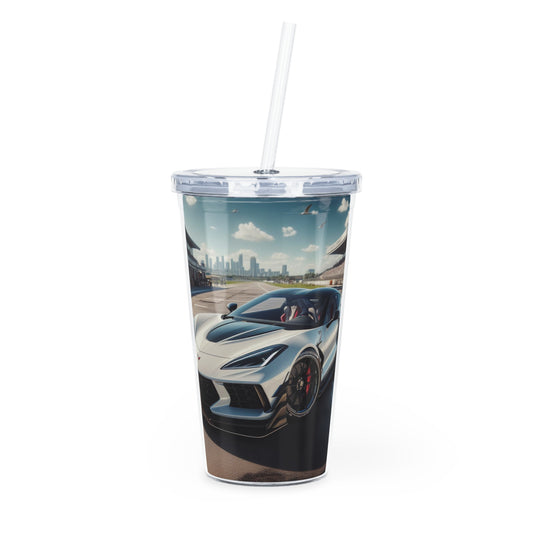 White Corvette Tumbler with Straw Mug Printify 20oz Transparent 