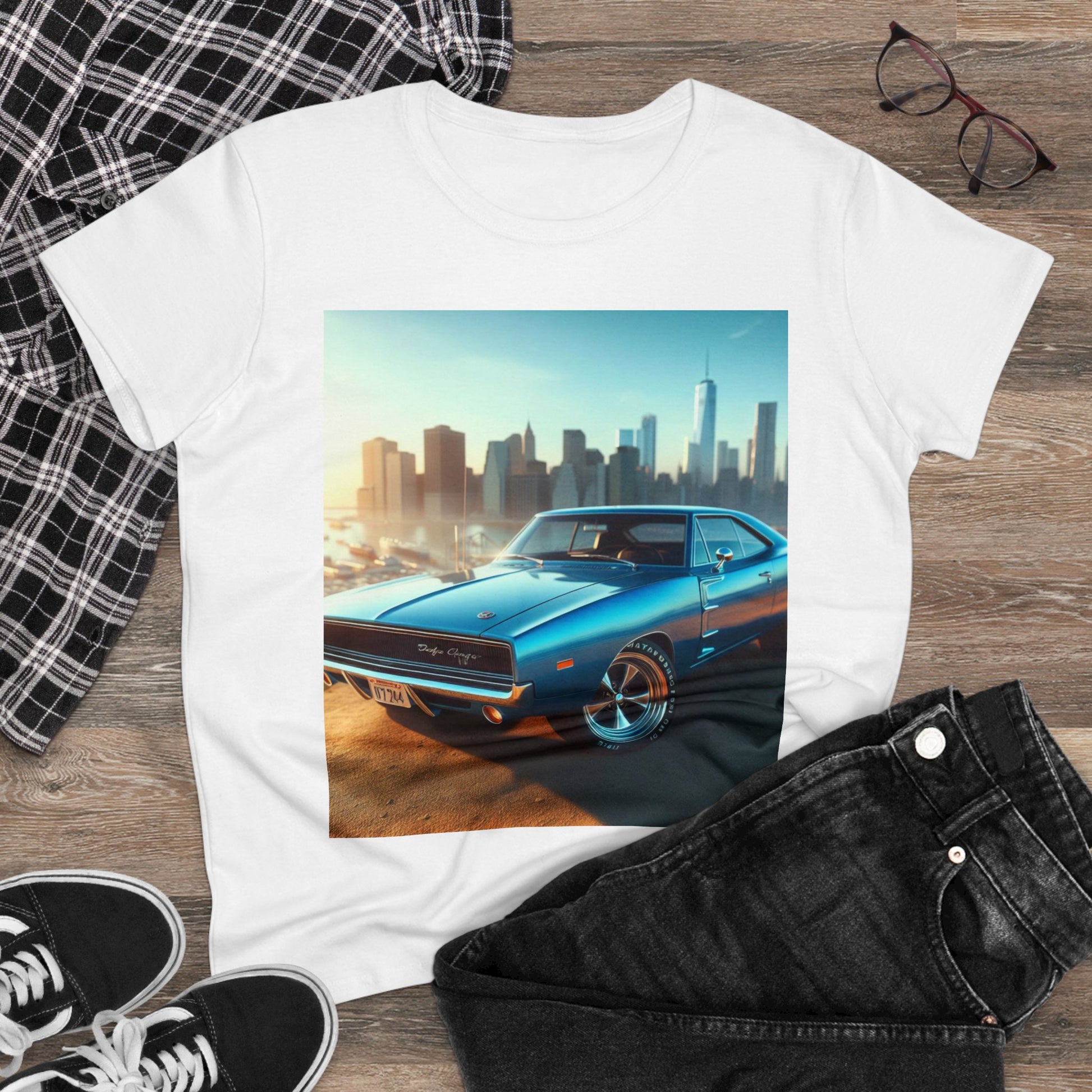 1970 Blue Dodge Charger T-Shirt T-Shirt Printify   