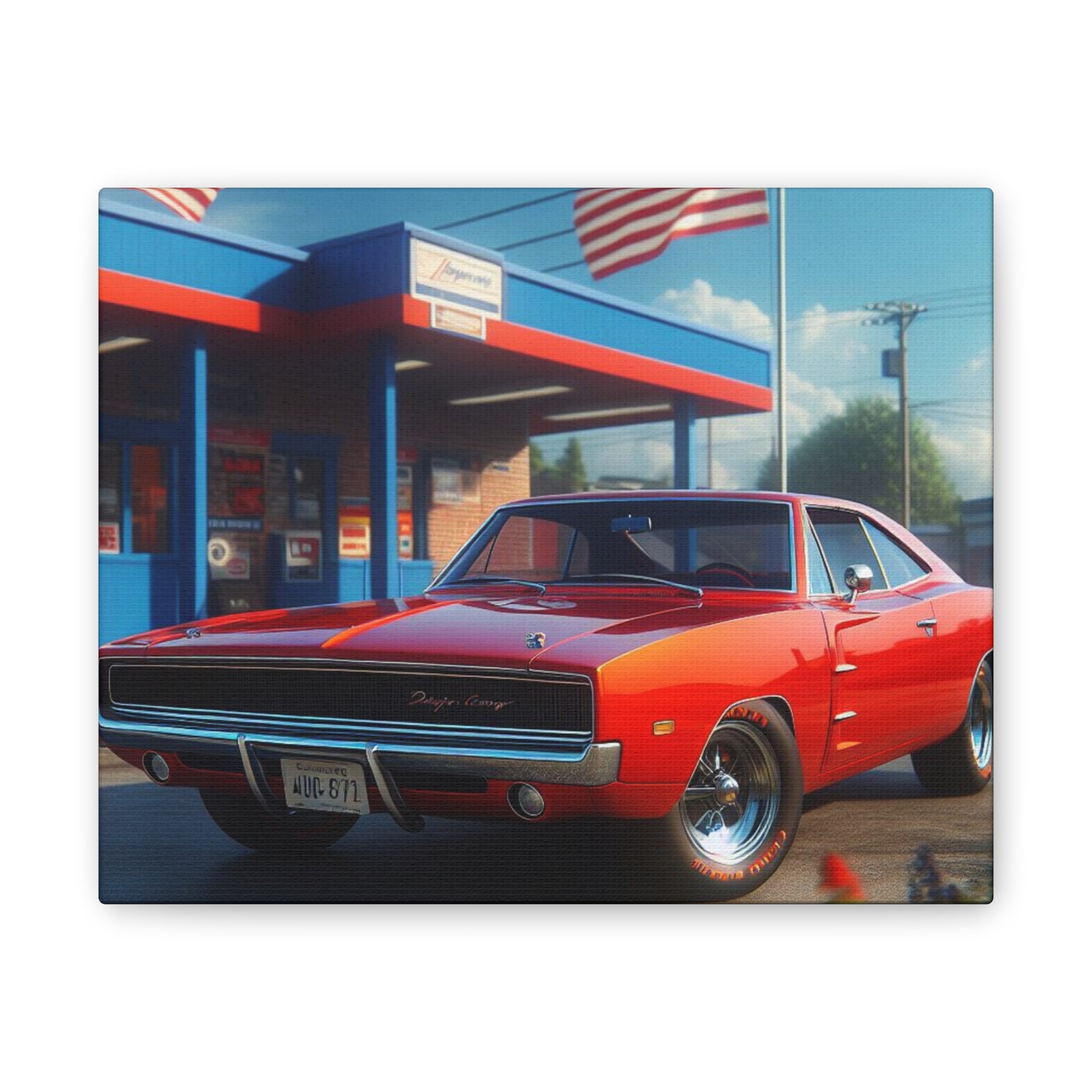 1970 Red Dodge Charger Canvas Canvas Printify   