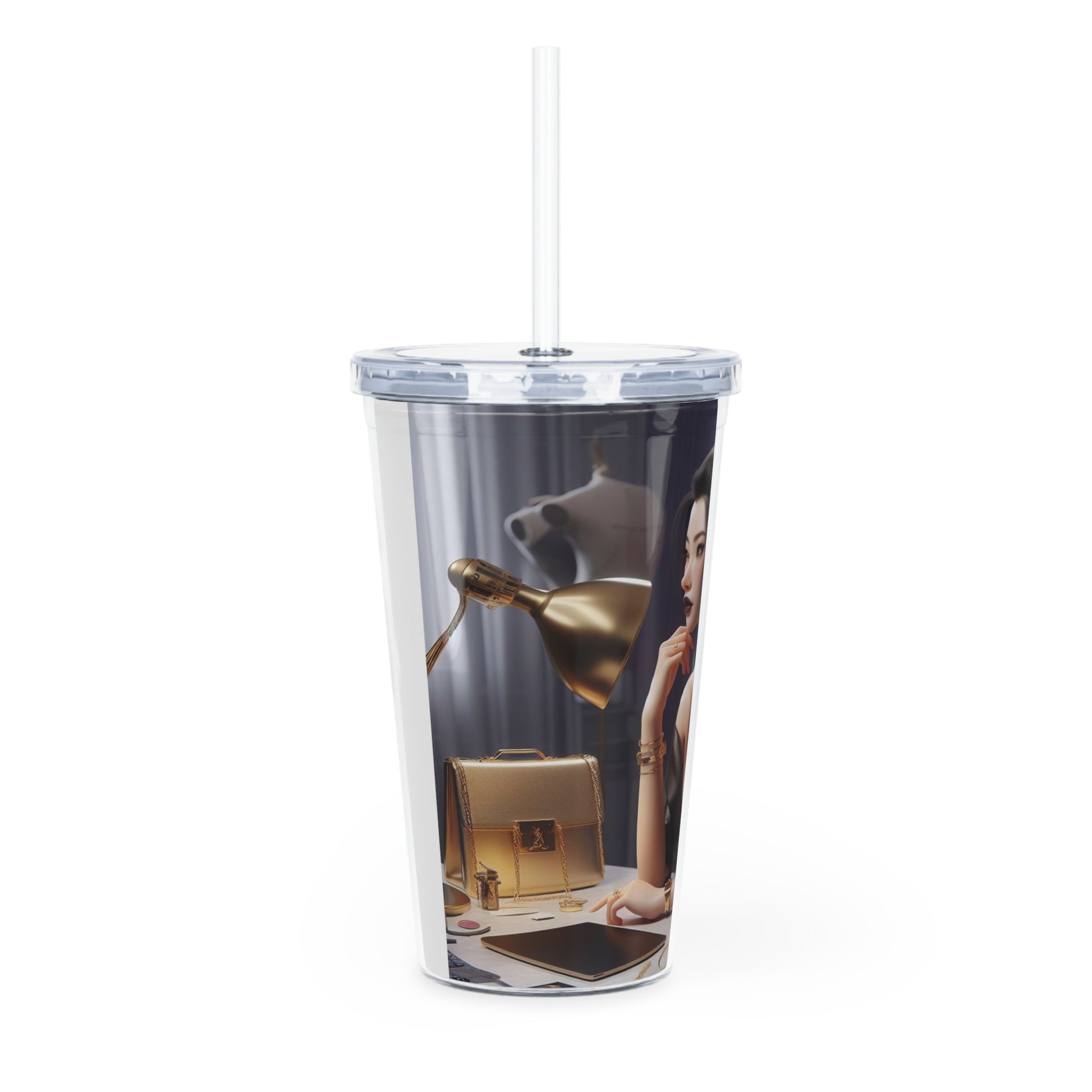 Fashion and Beauty Tumbler with Straw Mug Printify   