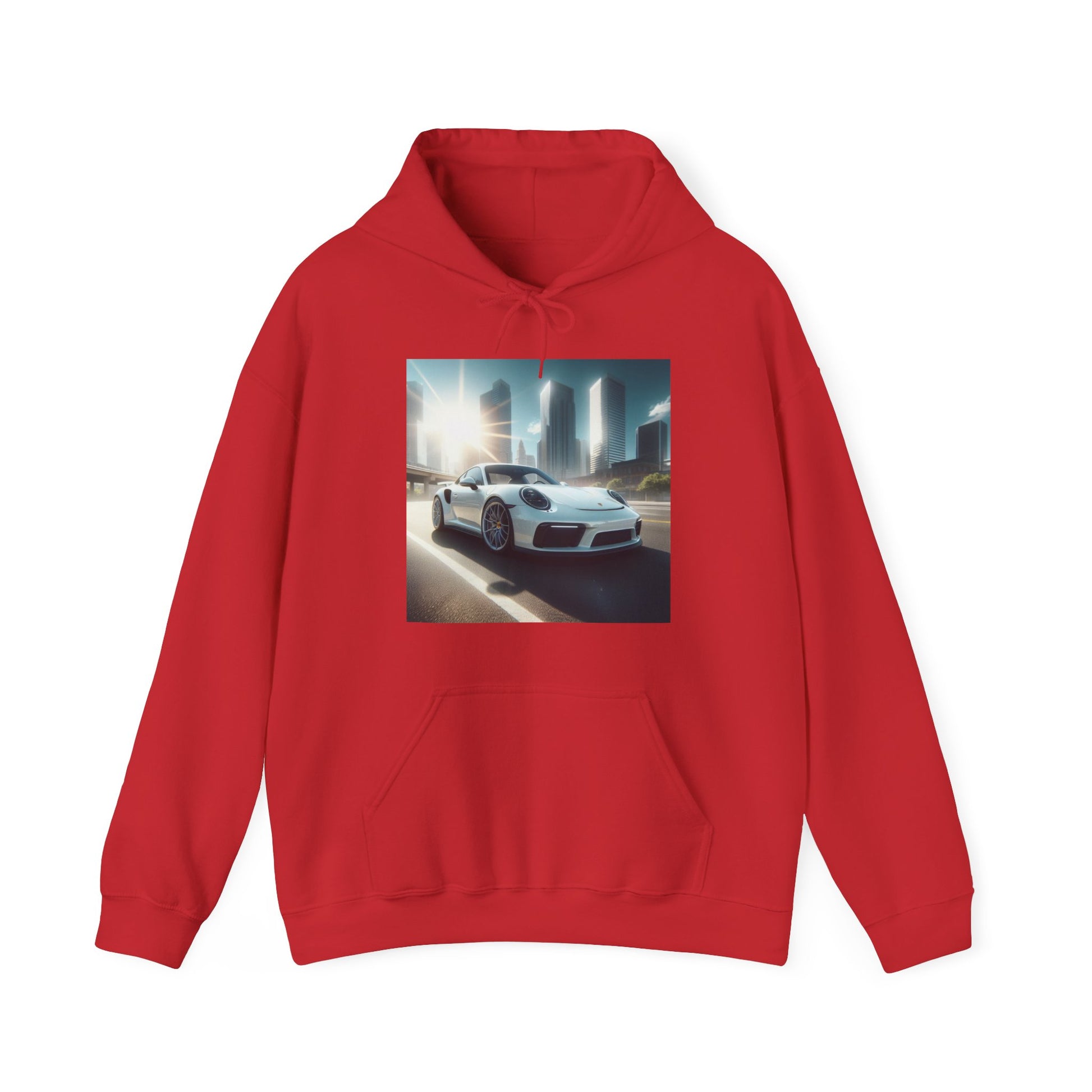 White Porsche Hoodie Hoodie Printify Red S 