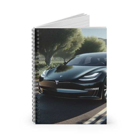 Black Tesla Spiral Notebook Paper products Printify   