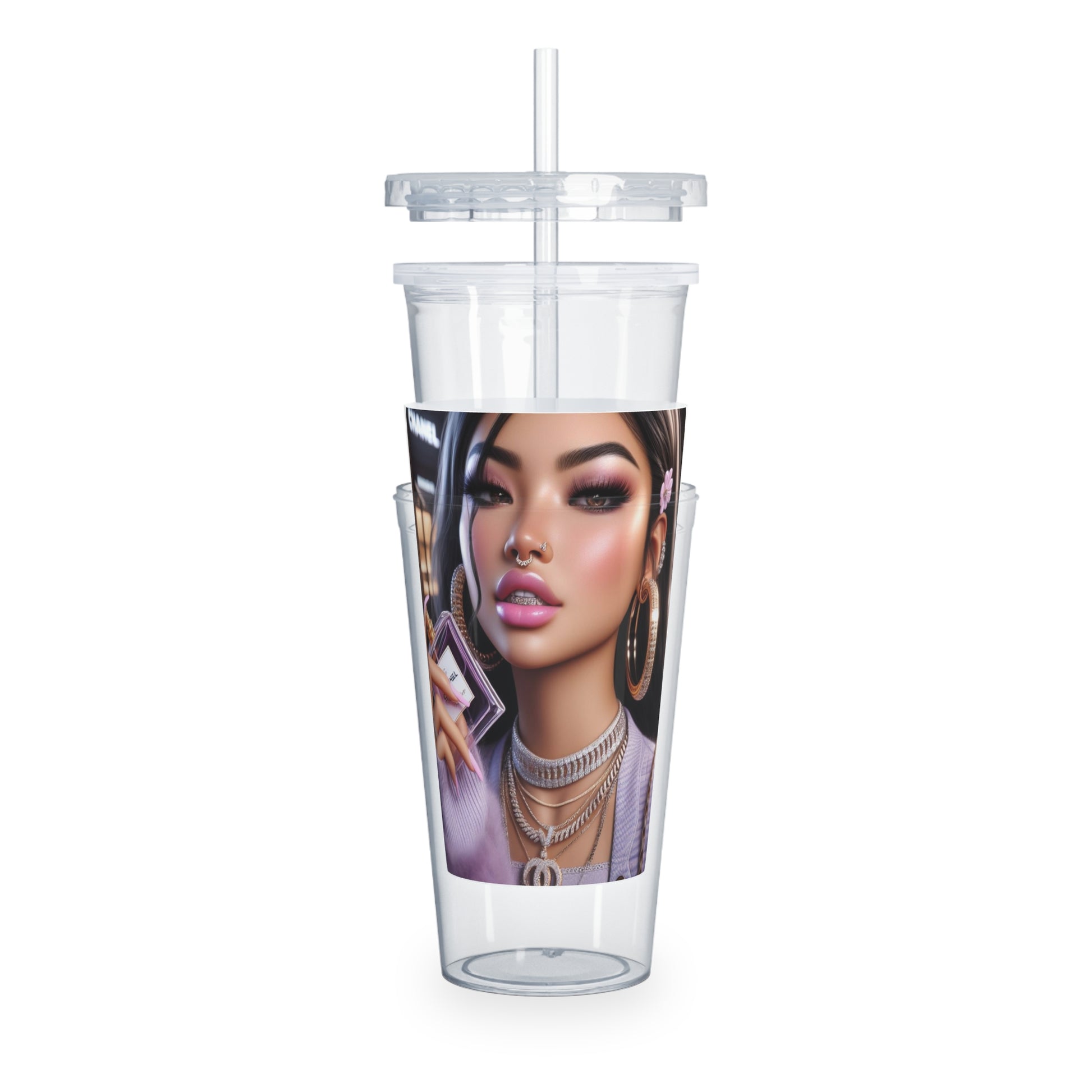 Chanel Please Tumbler with Straw Mug Printify   