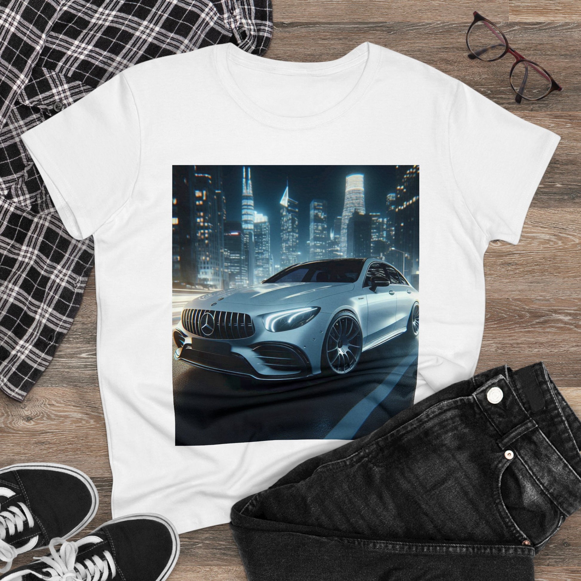 White Mercedes T-Shirt T-Shirt Printify   