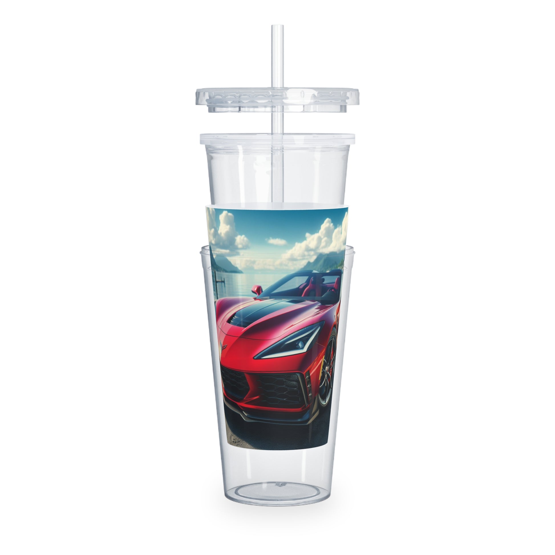 Red Corvette Tumbler with Straw Mug Printify   