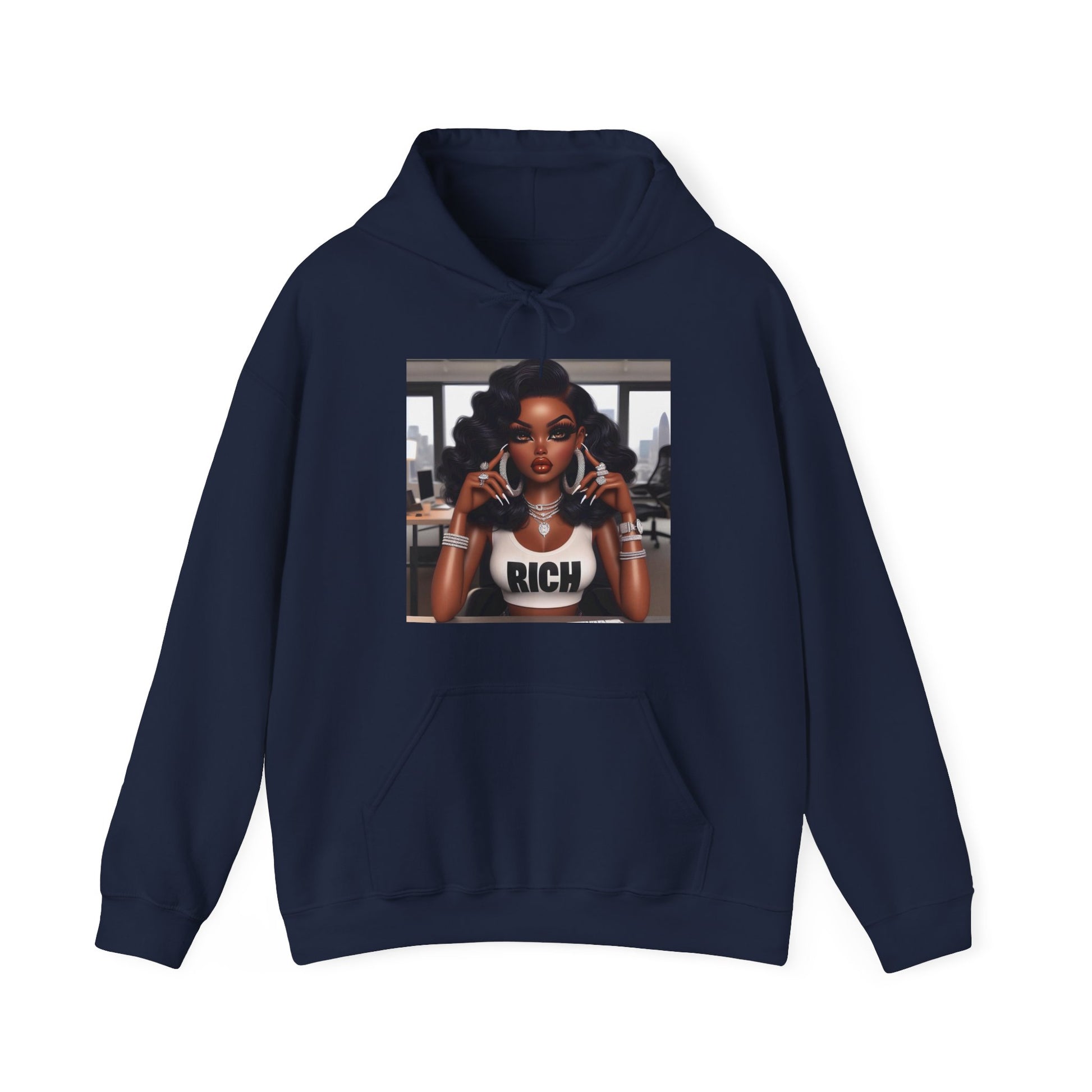 Rich Girl Hoodie Hoodie Printify Navy S 