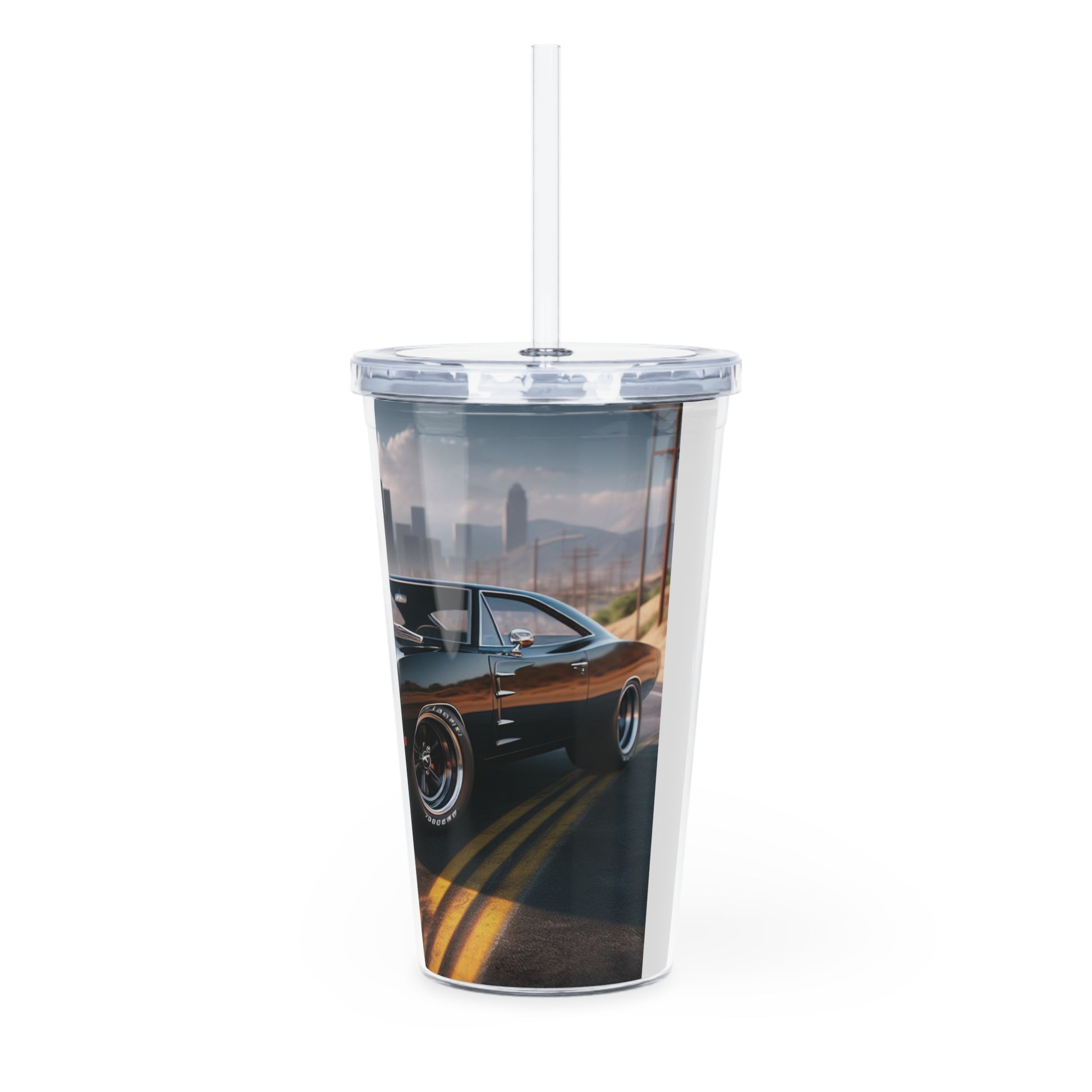 1970 Black Dodge Charger Tumbler with Straw Mug Printify   