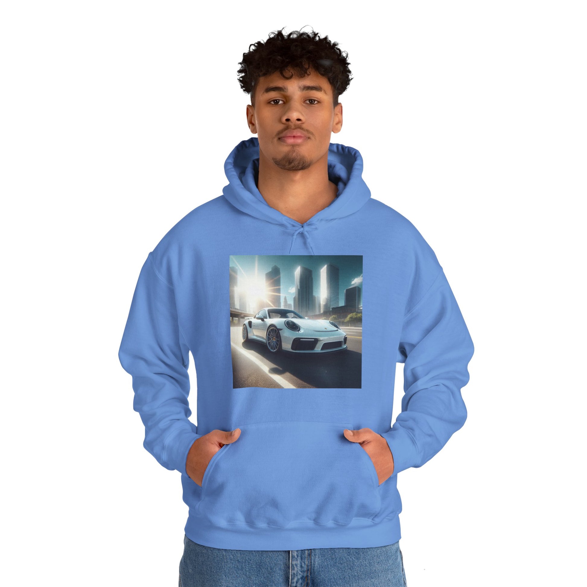 White Porsche Hoodie Hoodie Printify   