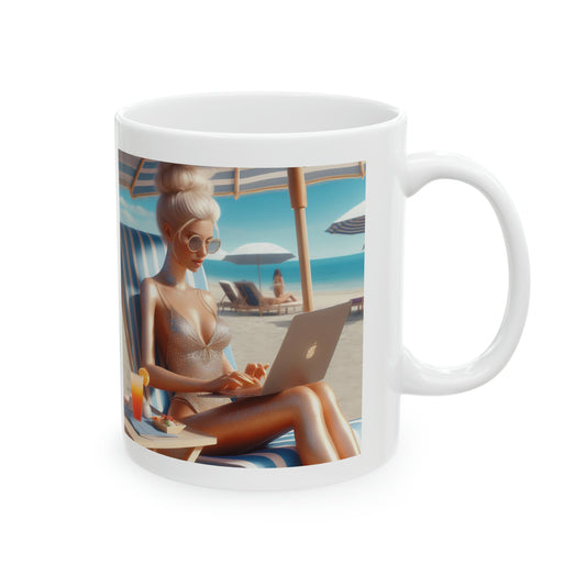 Work Day at the Beach Mug Mug Printify   