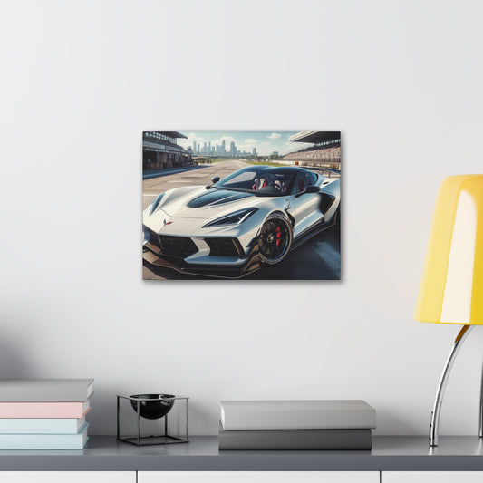 White Corvette Canvas Canvas Printify 16″ x 12″ (Horizontal) 0.75'' 