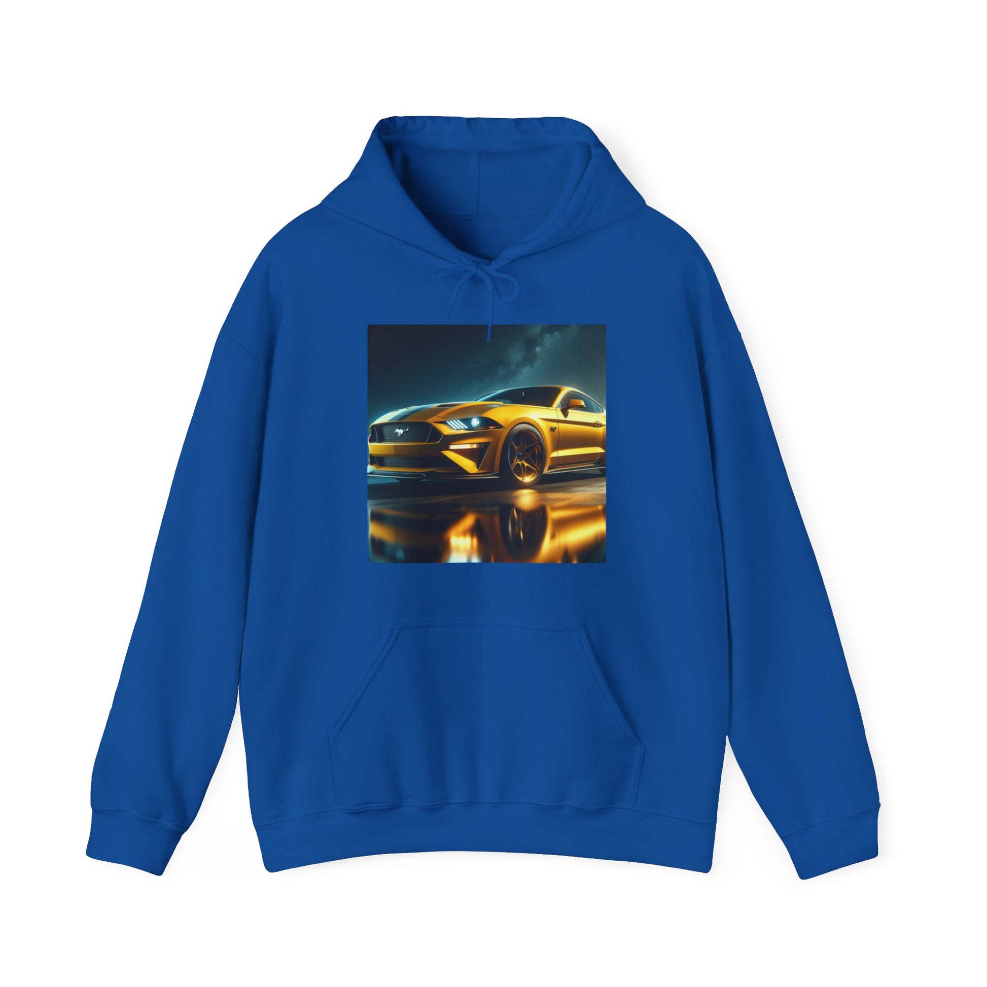 Yellow Mustang Hoodie Hoodie Printify Royal S 