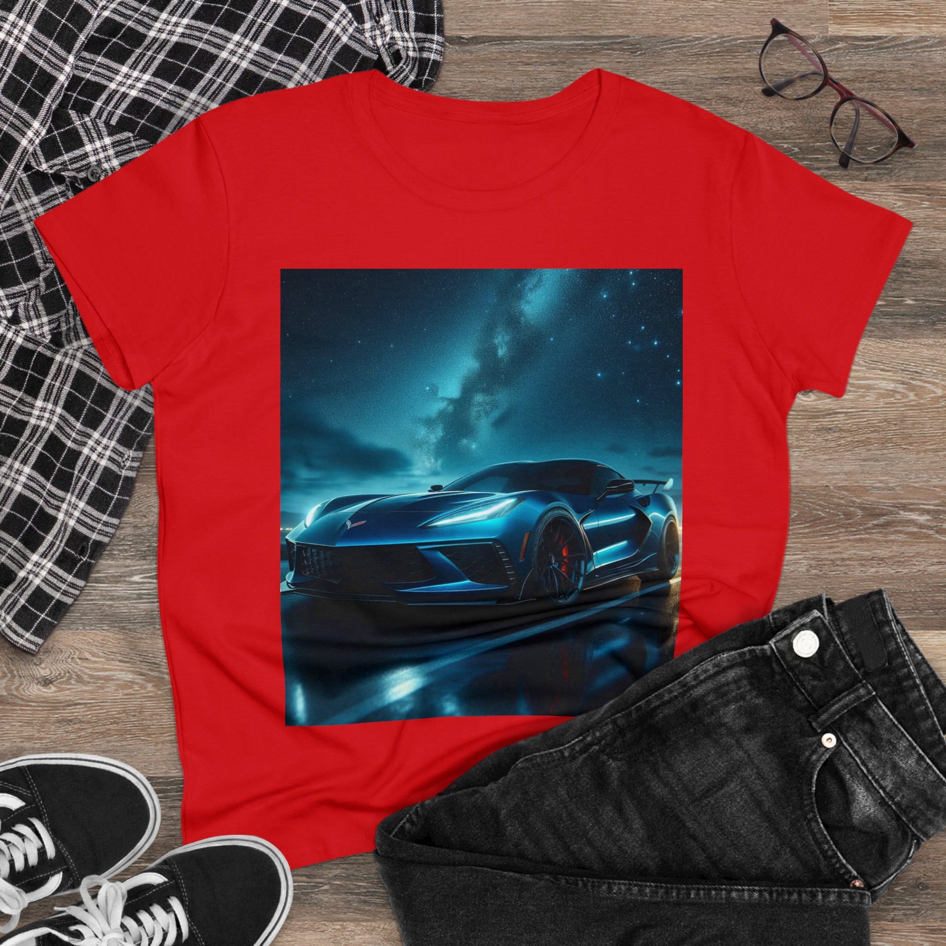 Blue Corvette T-Shirt T-Shirt Printify   