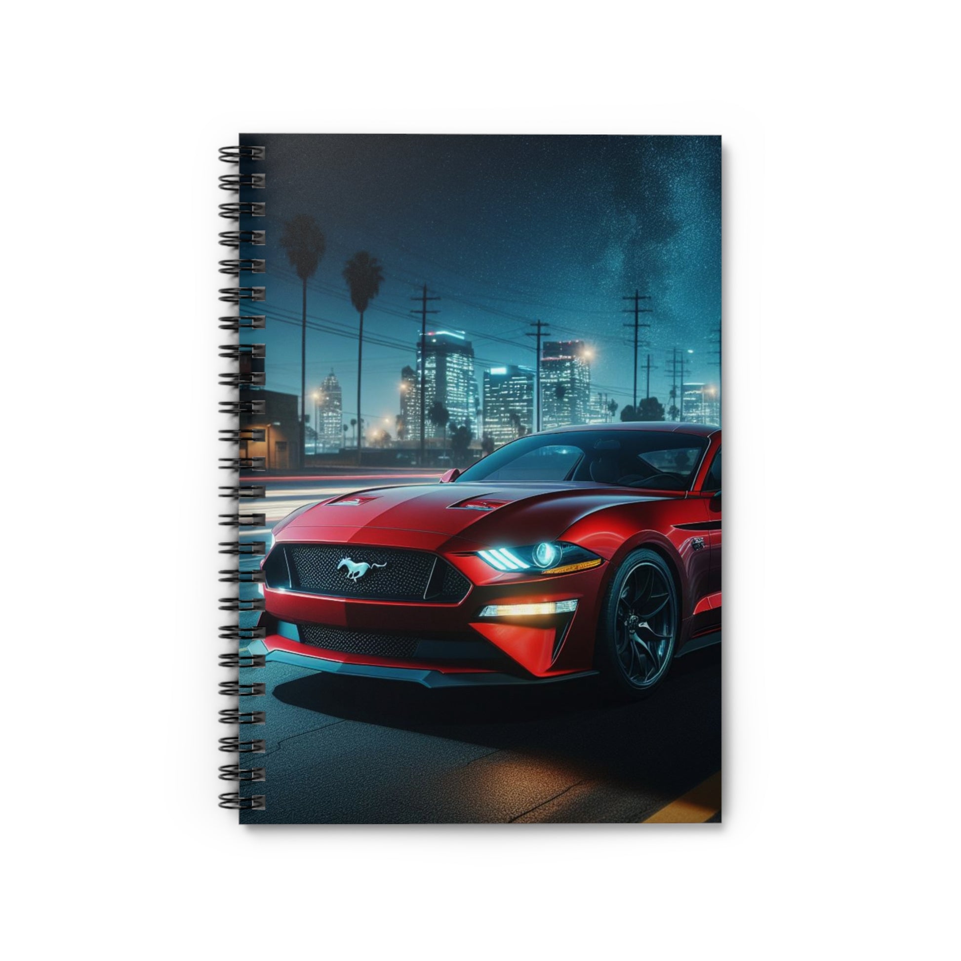 Red Mustang Spiral Notebook Paper products Printify One Size  