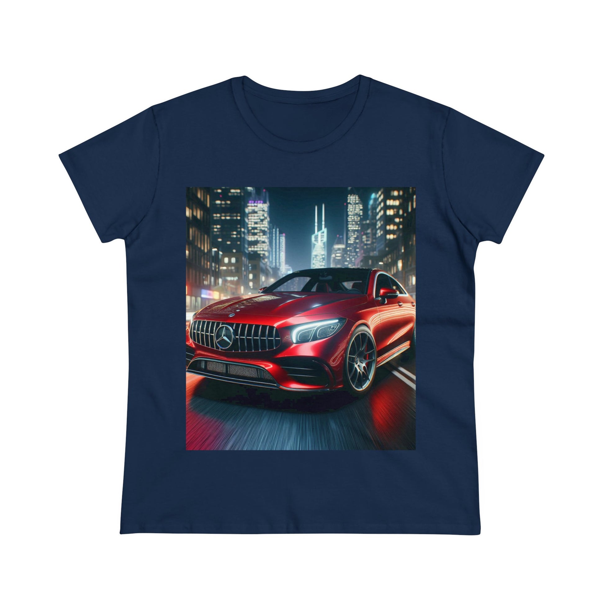 Red Mercedes T-Shirt T-Shirt Printify Navy S 