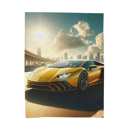 Yellow Lamborghini Plush Blanket All Over Prints Printify 60" × 80"  