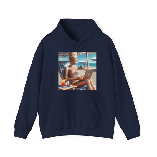 Work Day at the Beach Hoodie Hoodie Printify Navy S 