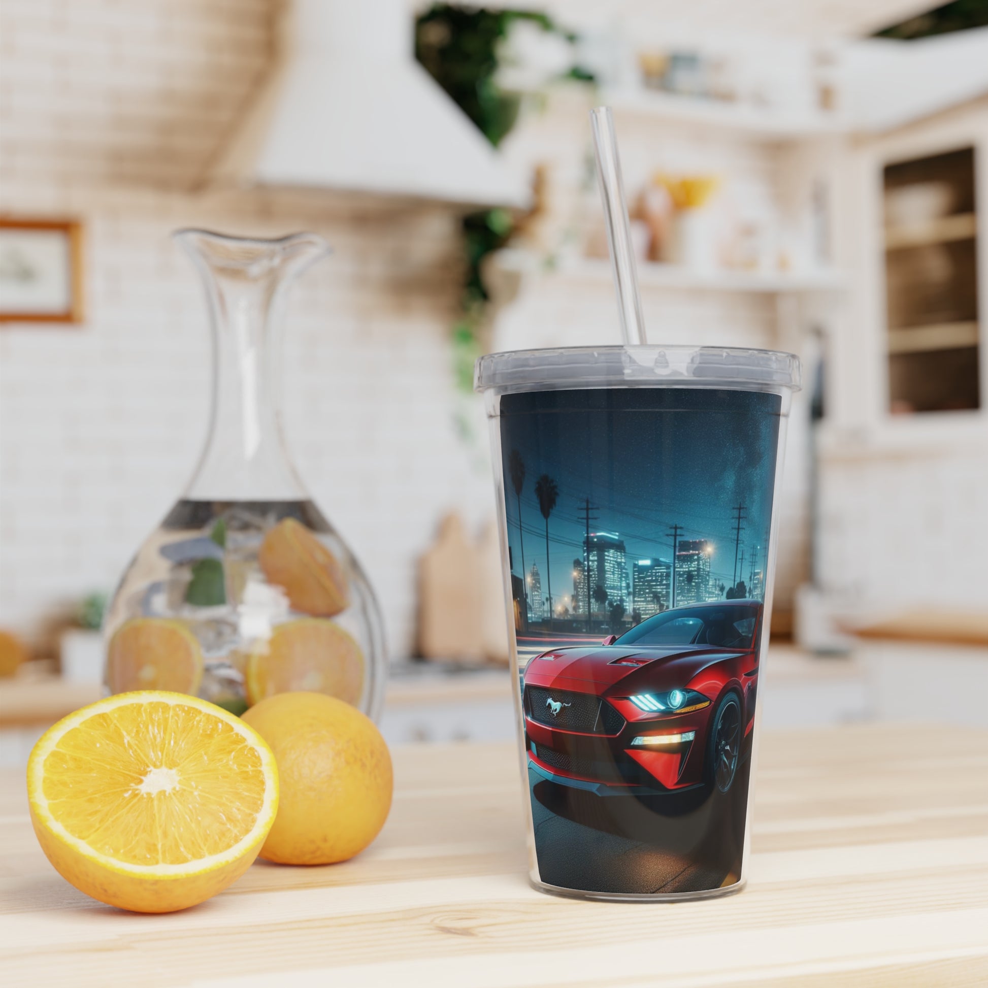 Red Mustang Tumbler with Straw Mug Printify   