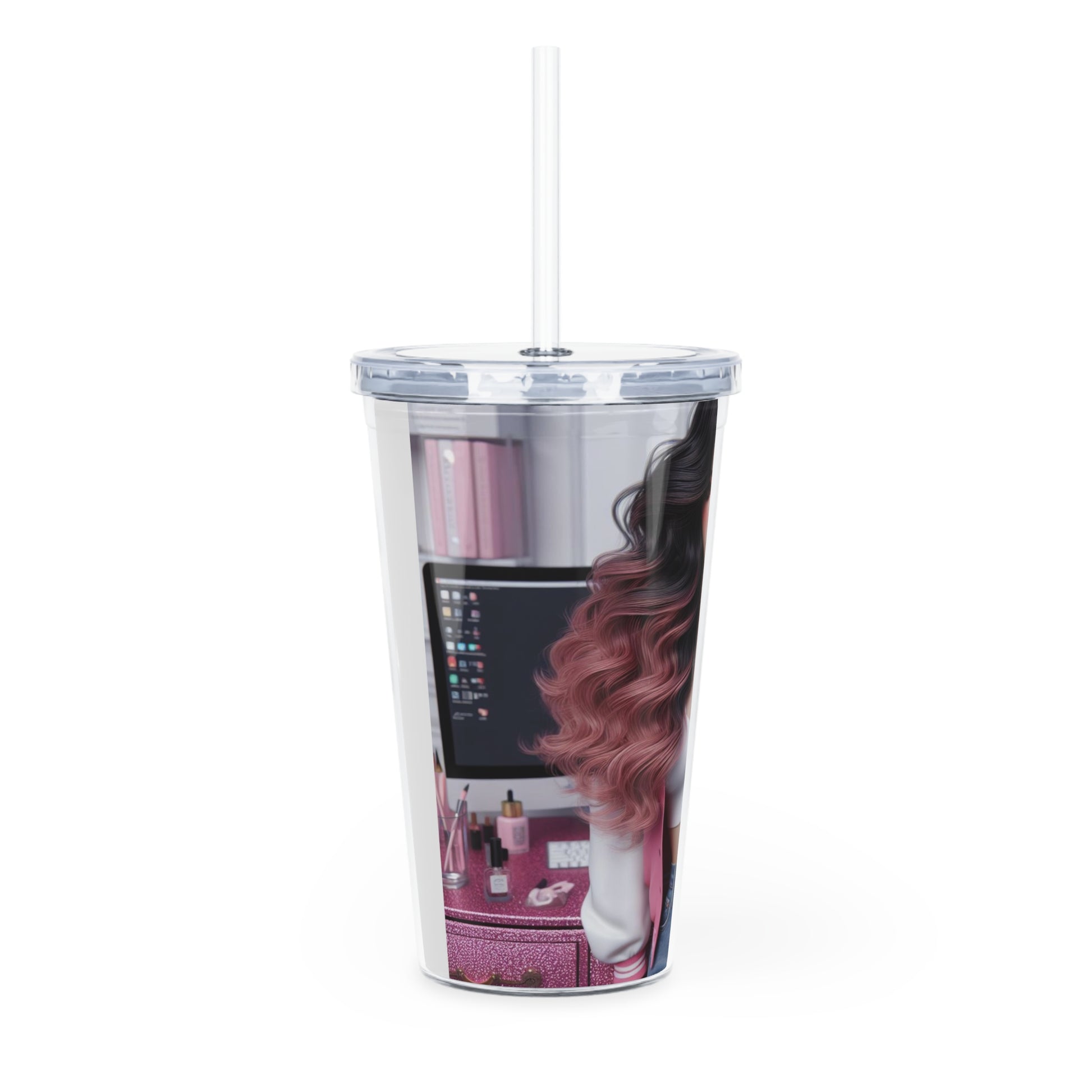 Pink Everything Tumbler with Straw Mug Printify   