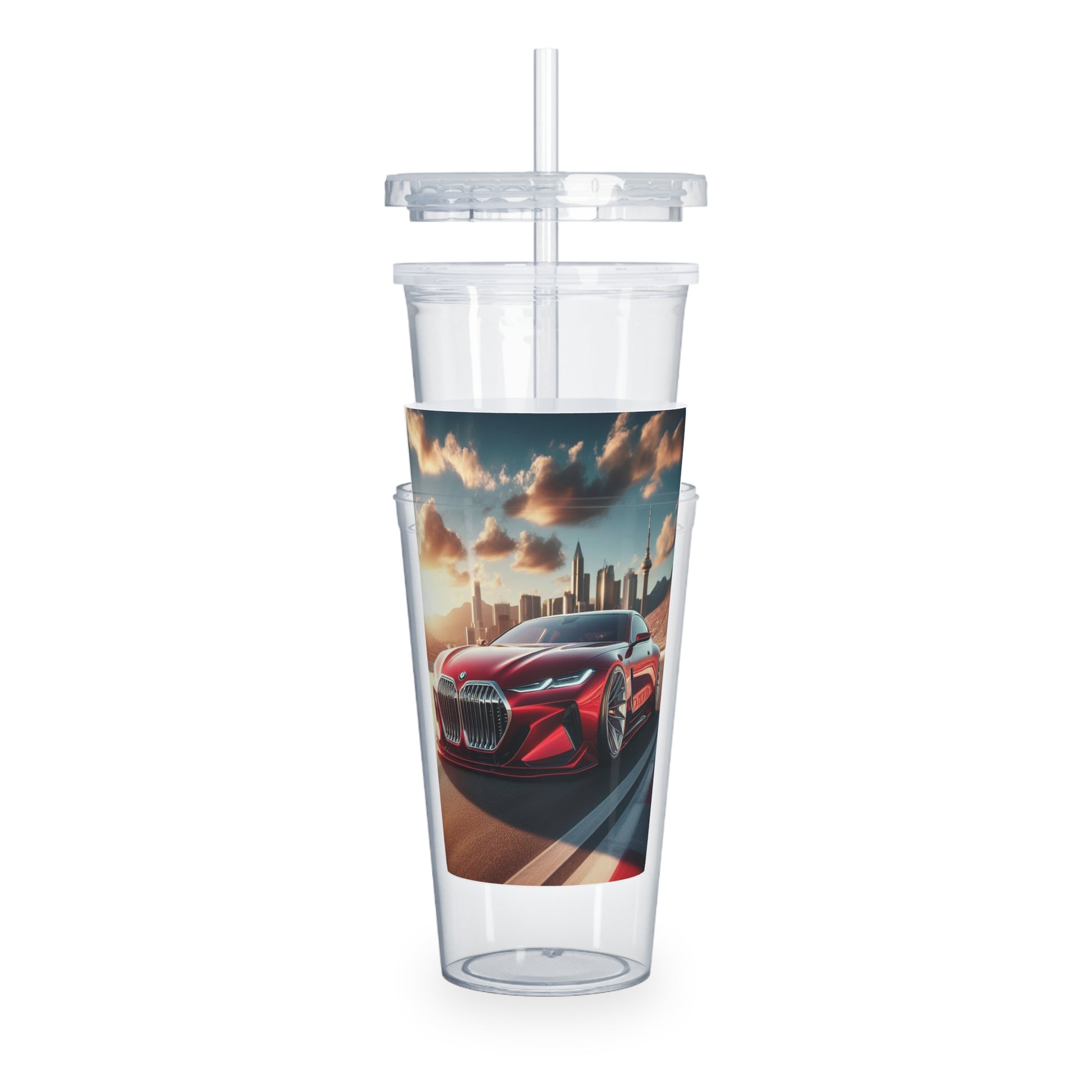 Red BMW Tumbler with Straw Mug Printify   