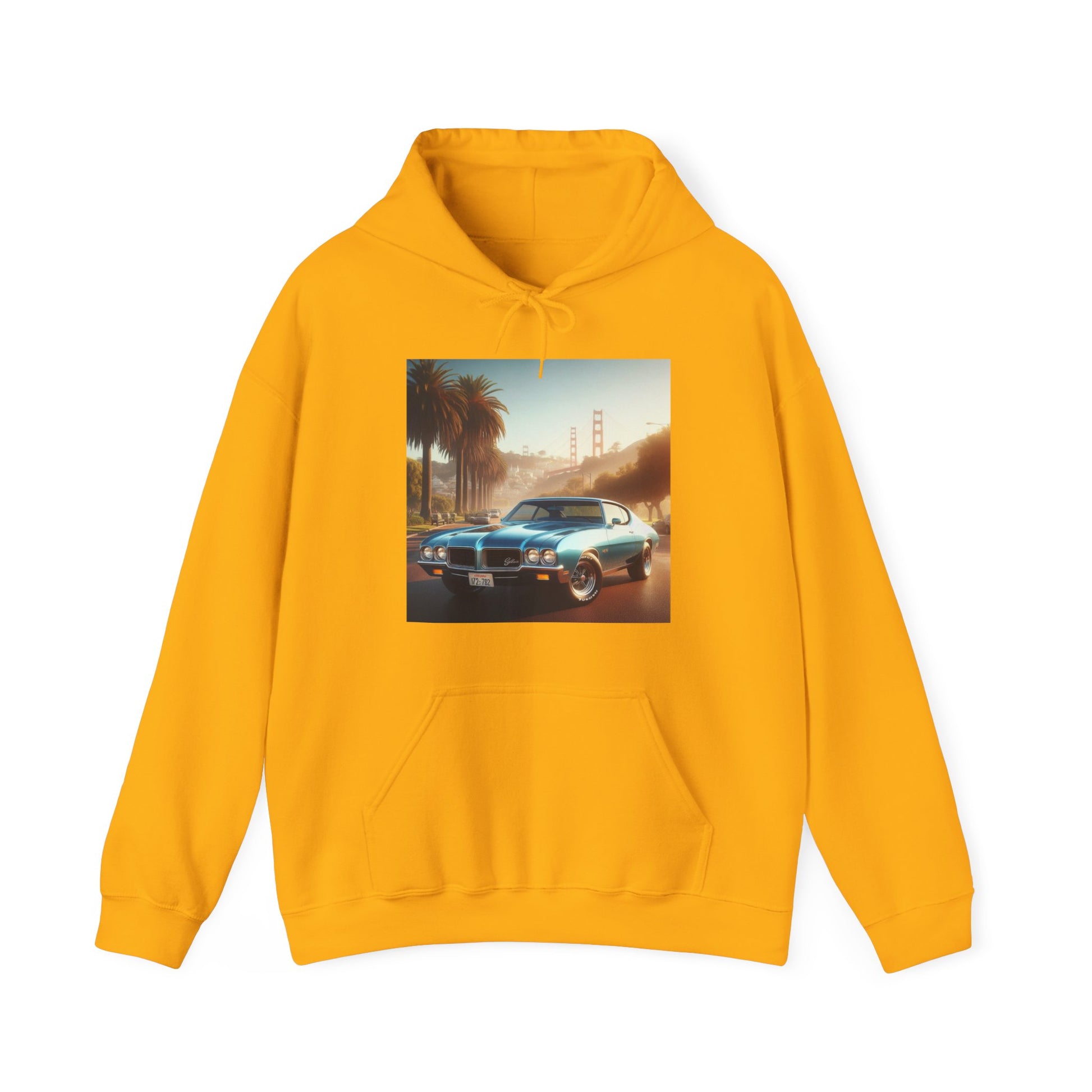 1972 Blue Buick Gran Sport Hoodie Hoodie Printify Gold S 