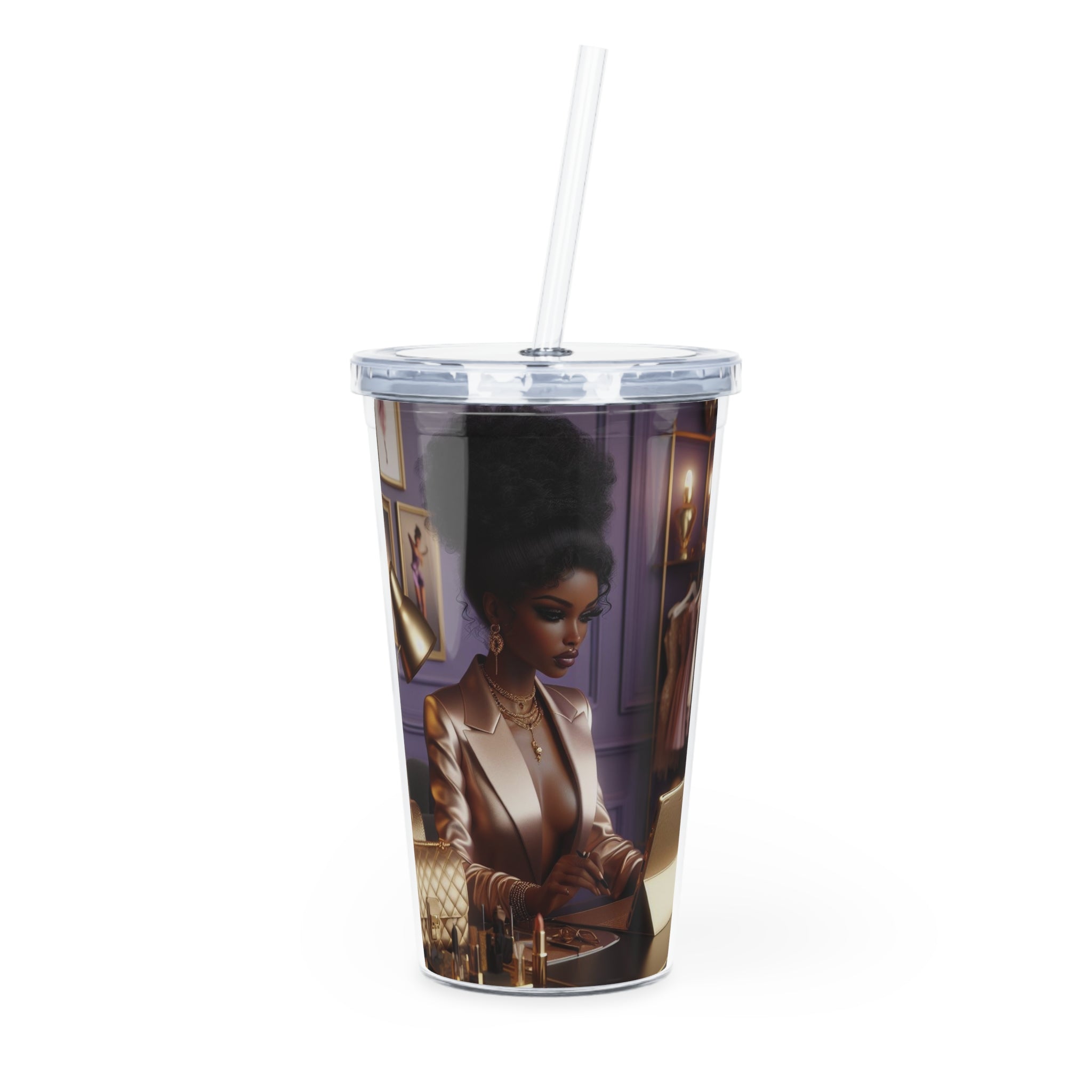 Fashion and Beauty Tumbler with Straw Mug Printify 20oz Transparent 