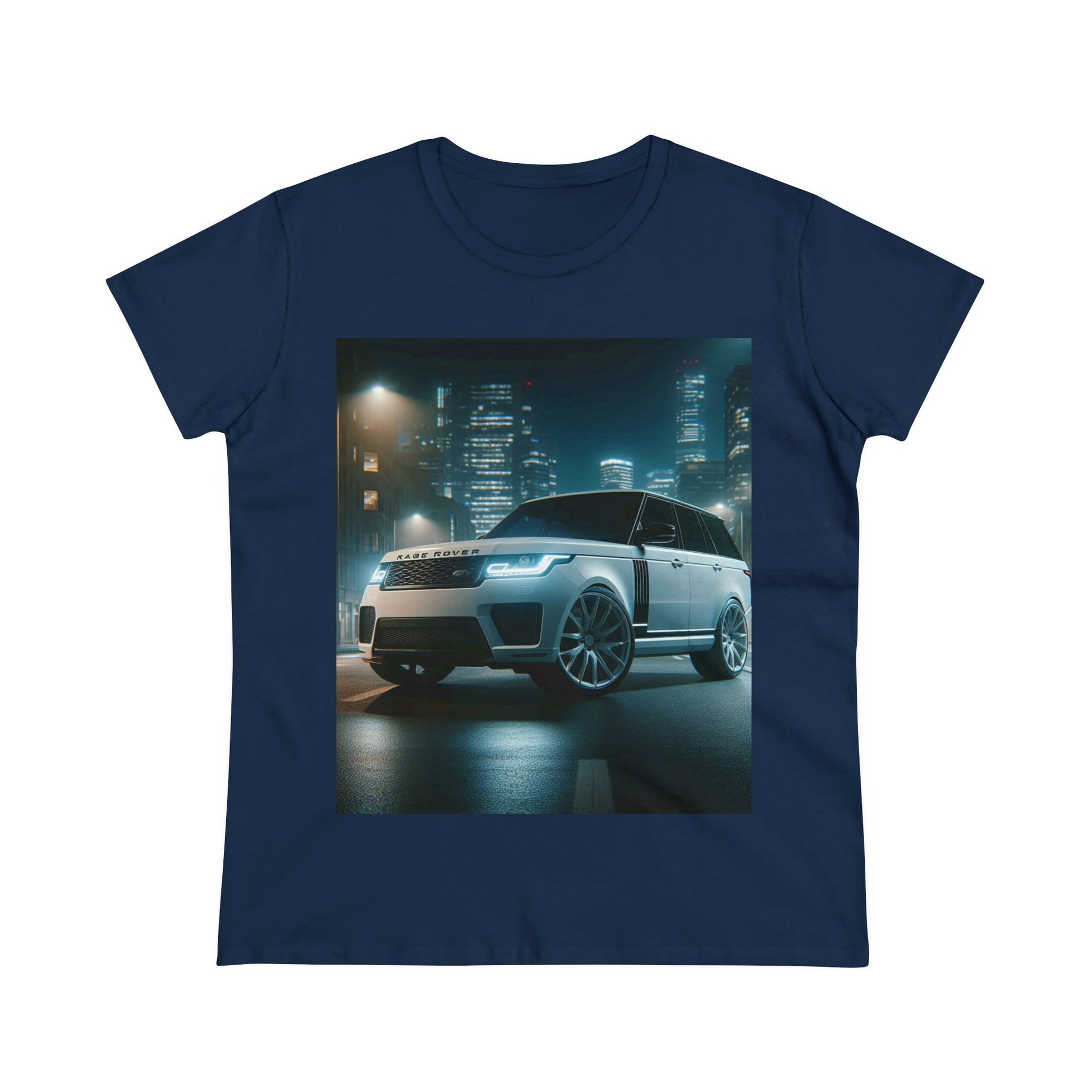 White Range Rover T-Shirt T-Shirt Printify Navy S 