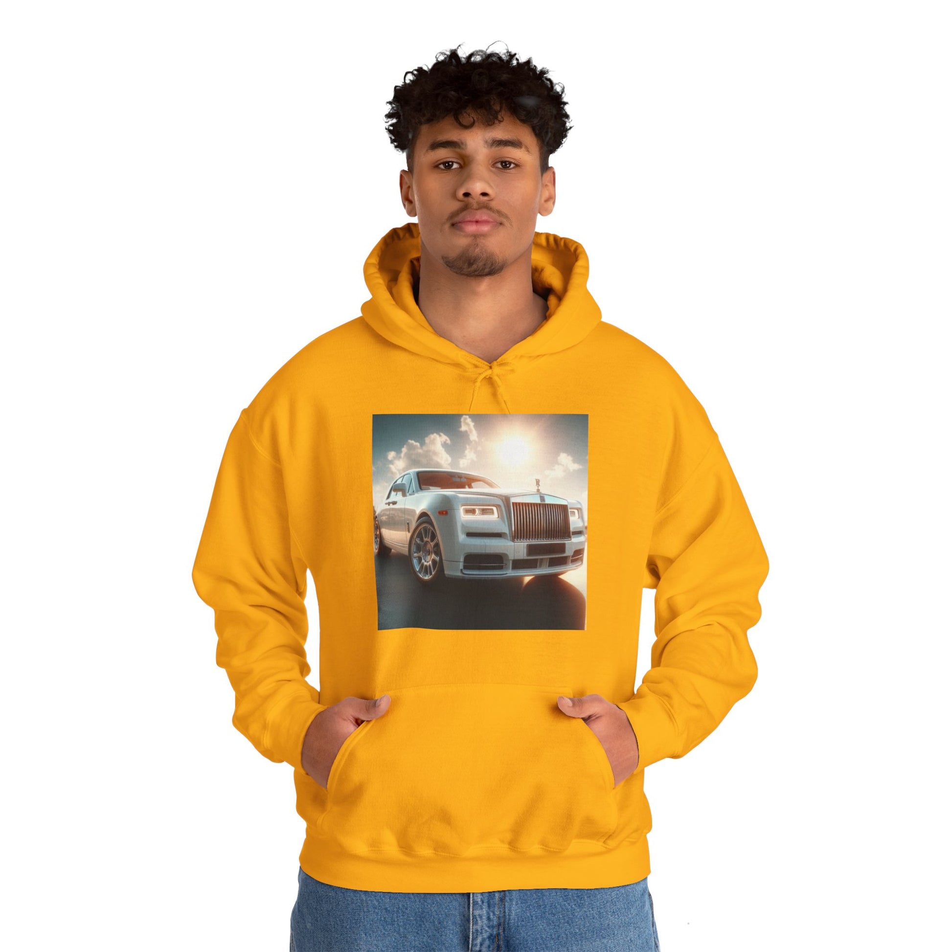 White Rolls Royce Hoodie Hoodie Printify   