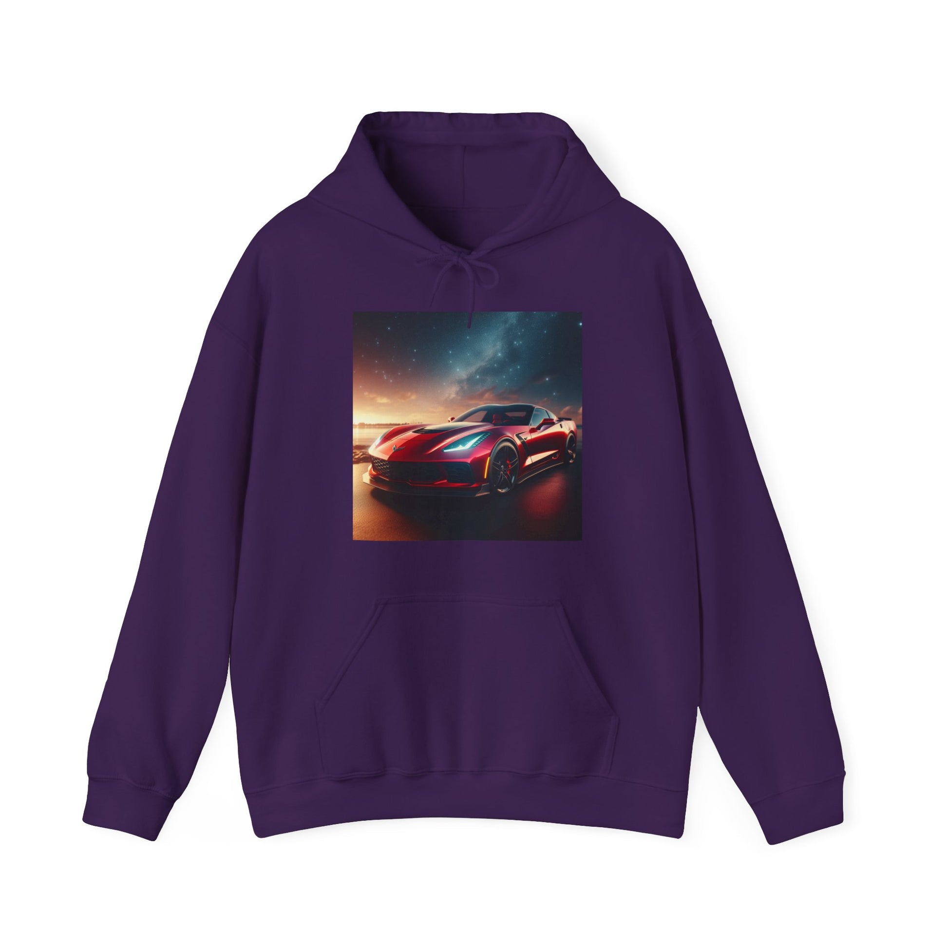 Red Corvette Hoodie Hoodie Printify Purple S 