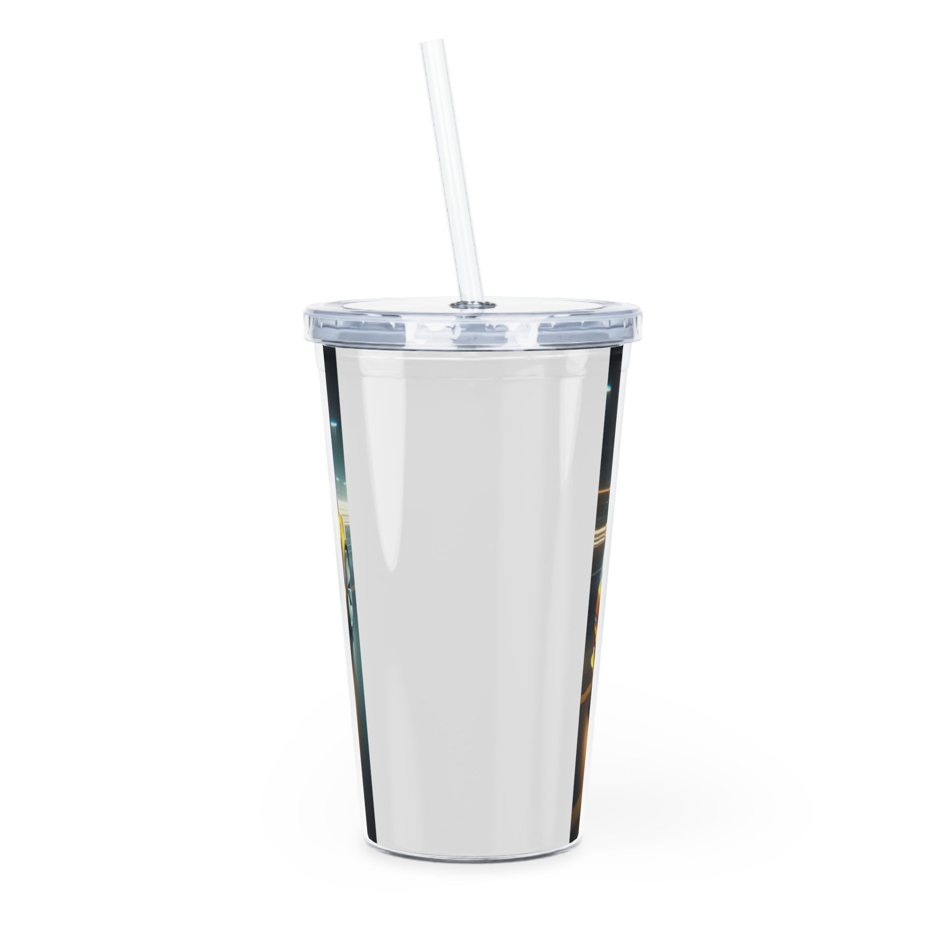 Yellow Tesla Tumbler with Straw Mug Printify   