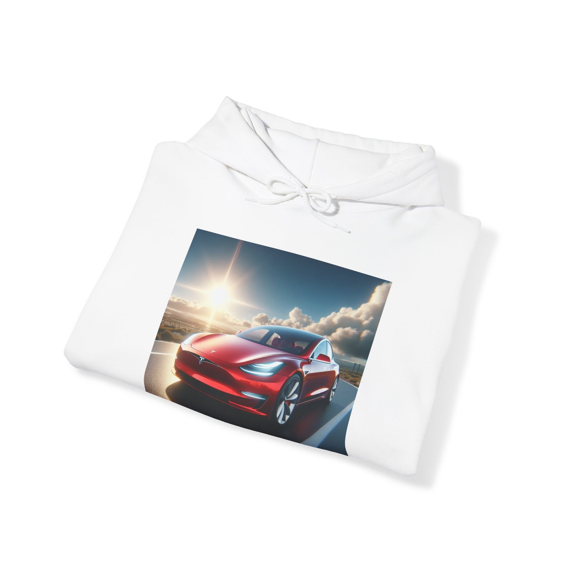 Red Tesla Hoodie Hoodie Printify   