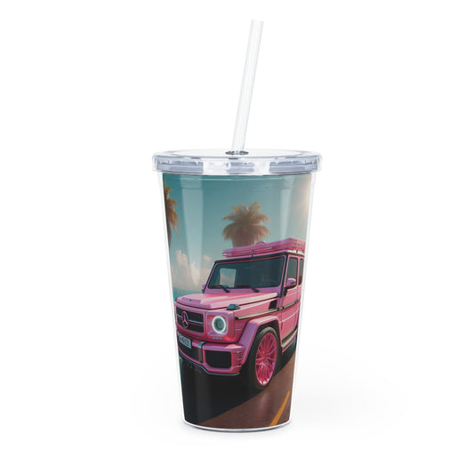 Pink G-Wagon Tumbler with Straw Mug Printify 20oz Transparent 