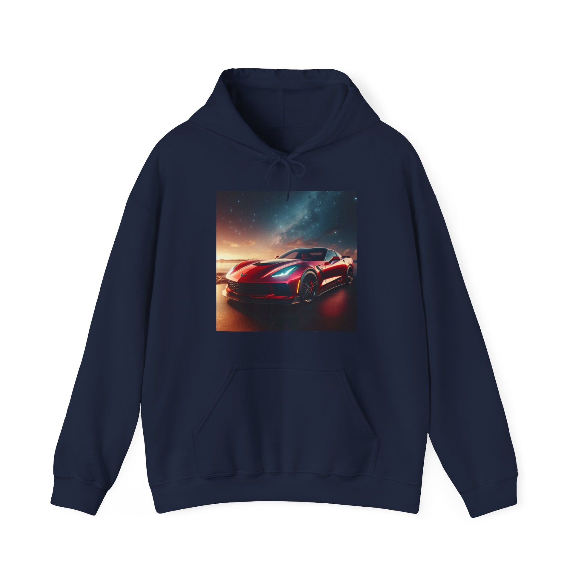 Red Corvette Hoodie Hoodie Printify Navy S 