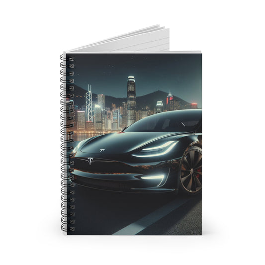Black Tesla Spiral Notebook Paper products Printify   