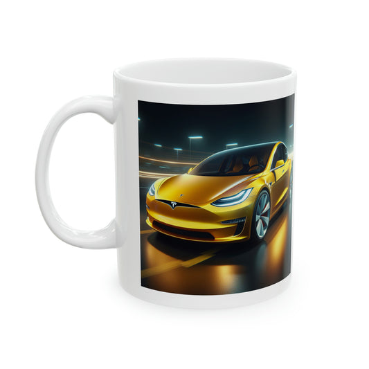 Yellow Tesla Mug Mug Printify 11oz  