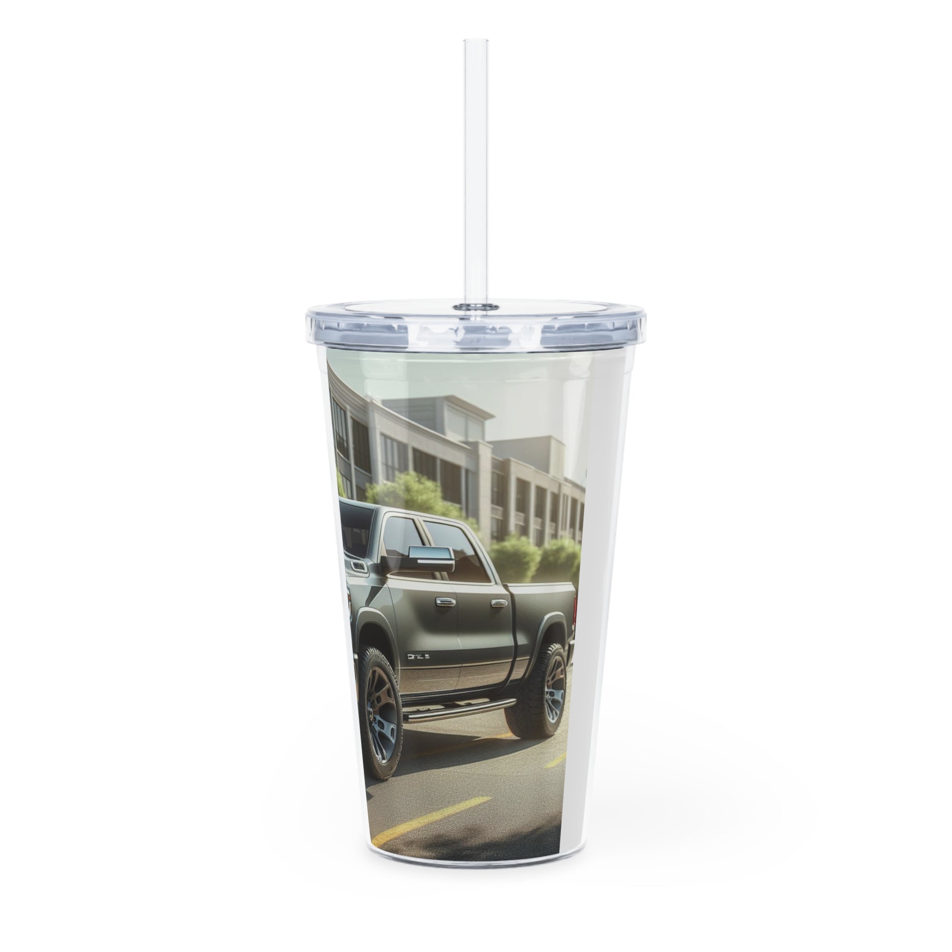 Gray Dodge Ram Tumbler with Straw Mug Printify   