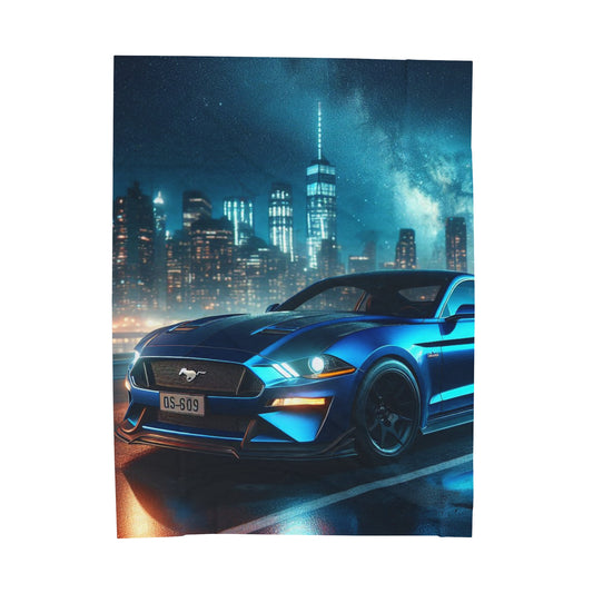 Blue Mustang Plush Blanket All Over Prints Printify 60" × 80"  