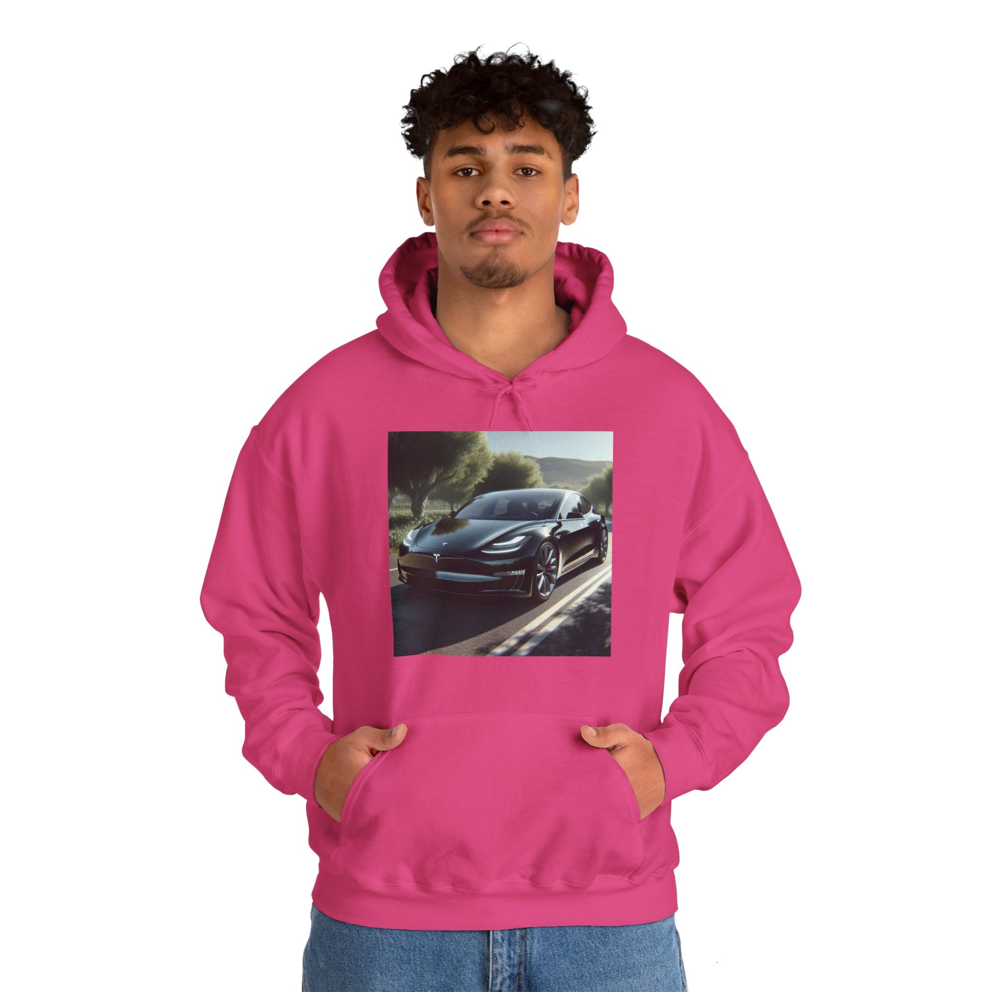 Black Tesla Hoodie Hoodie Printify   