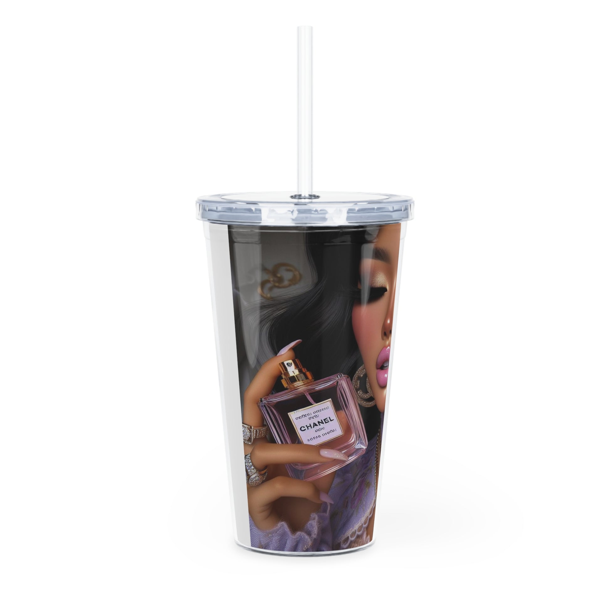 Chanel Please Tumbler with Straw Mug Printify   