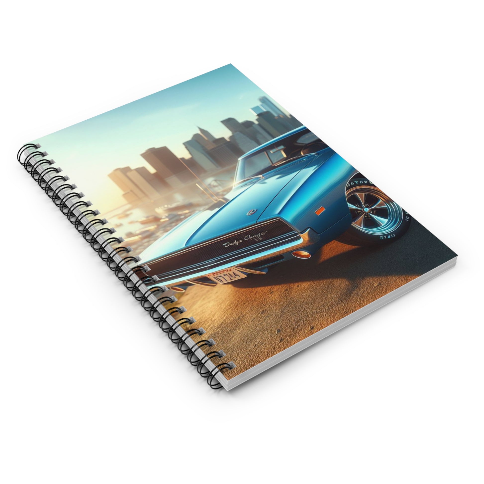 1970 Blue Dodge Charger Spiral Notebook Paper products Printify   