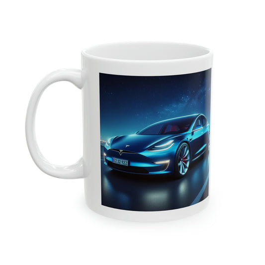 Blue Tesla Mug Mug Printify 11oz  