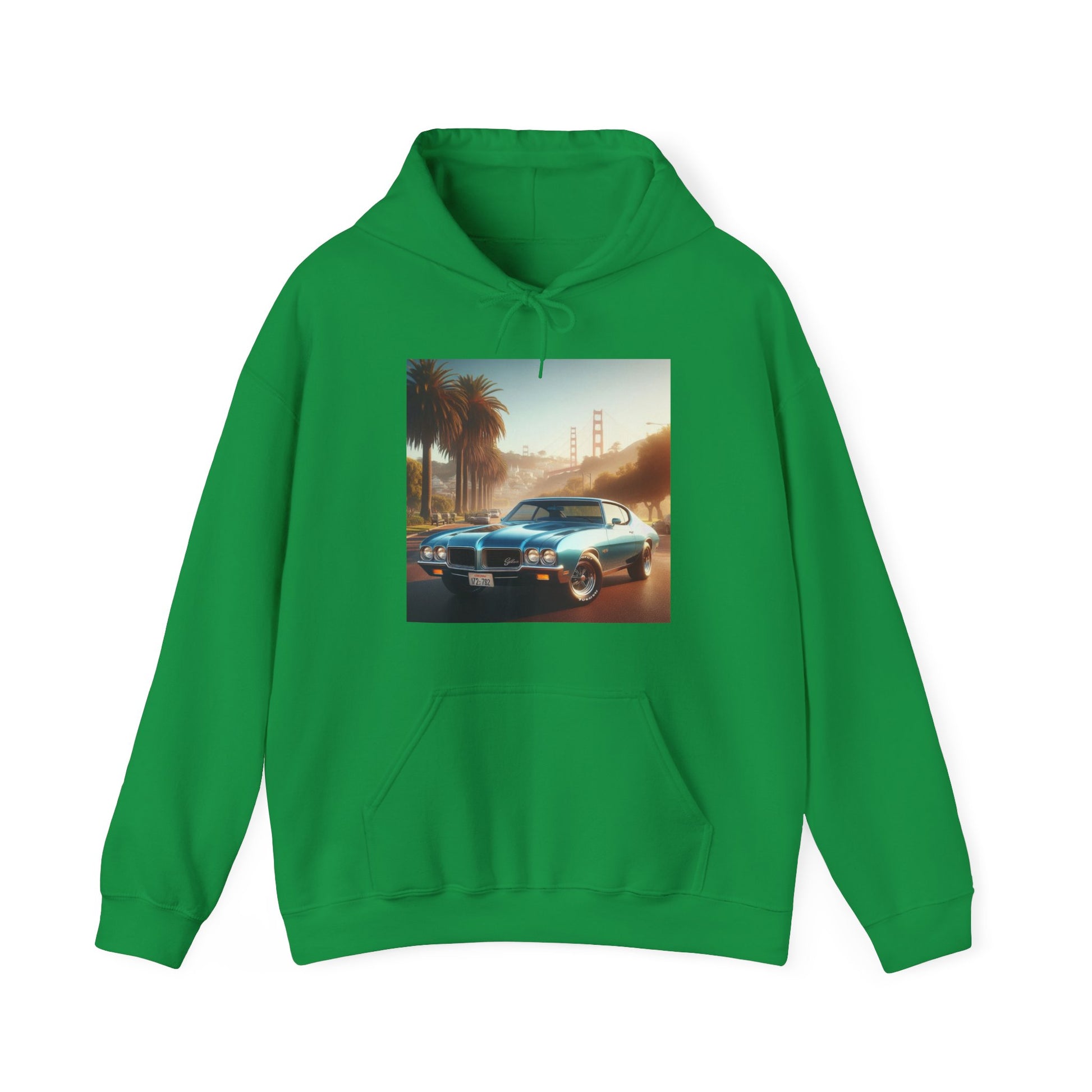 1972 Blue Buick Gran Sport Hoodie Hoodie Printify Irish Green S 