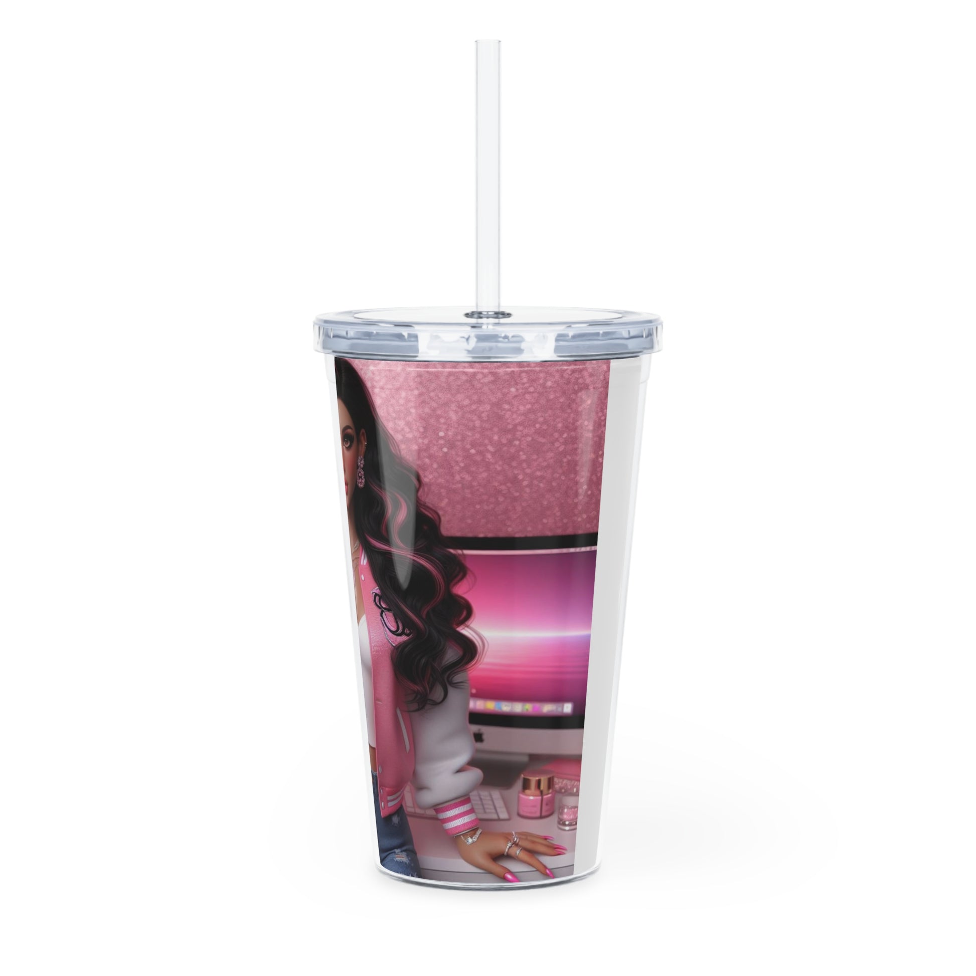 Pink Everything Tumbler with Straw Mug Printify   