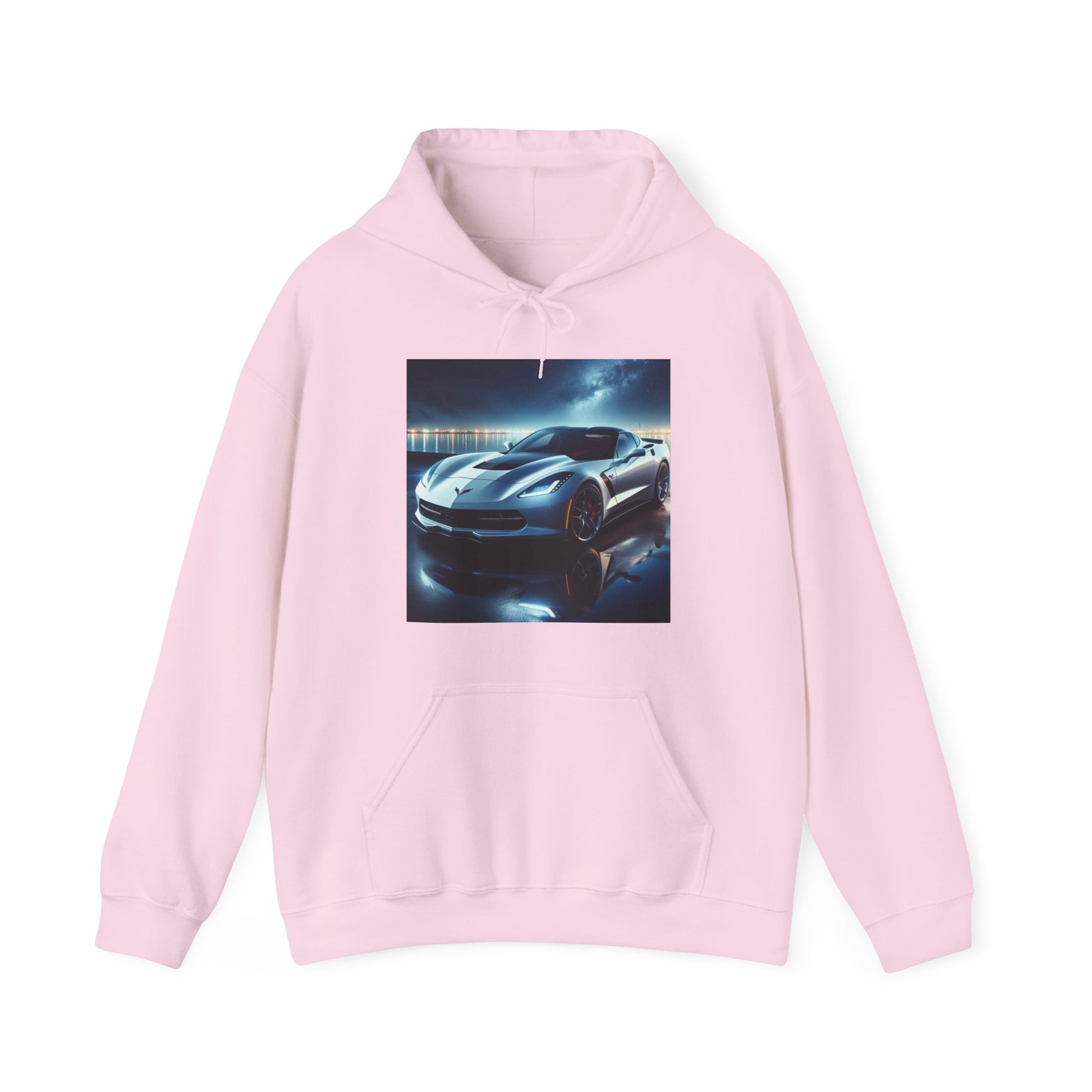 White Corvette Hoodie Hoodie Printify Light Pink S 