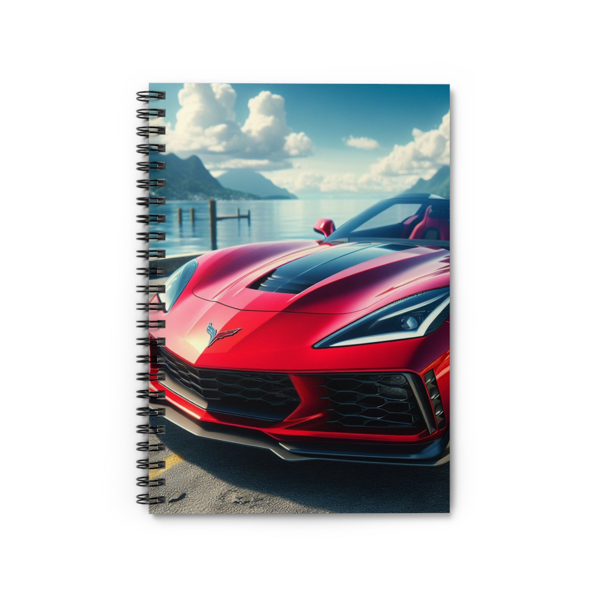 Red Corvette Spiral Notebook Paper products Printify One Size  