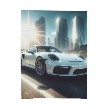 White Porsche Plush Blanket All Over Prints Printify 60" × 80"  