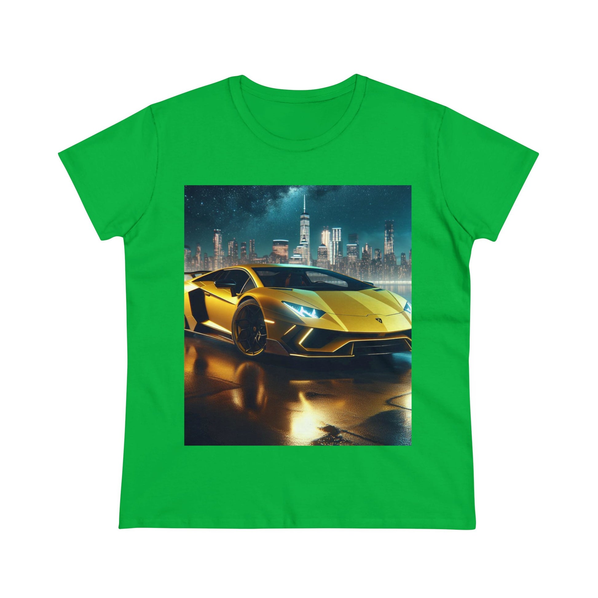 Yellow Lamborghini T-Shirt T-Shirt Printify Irish Green S 