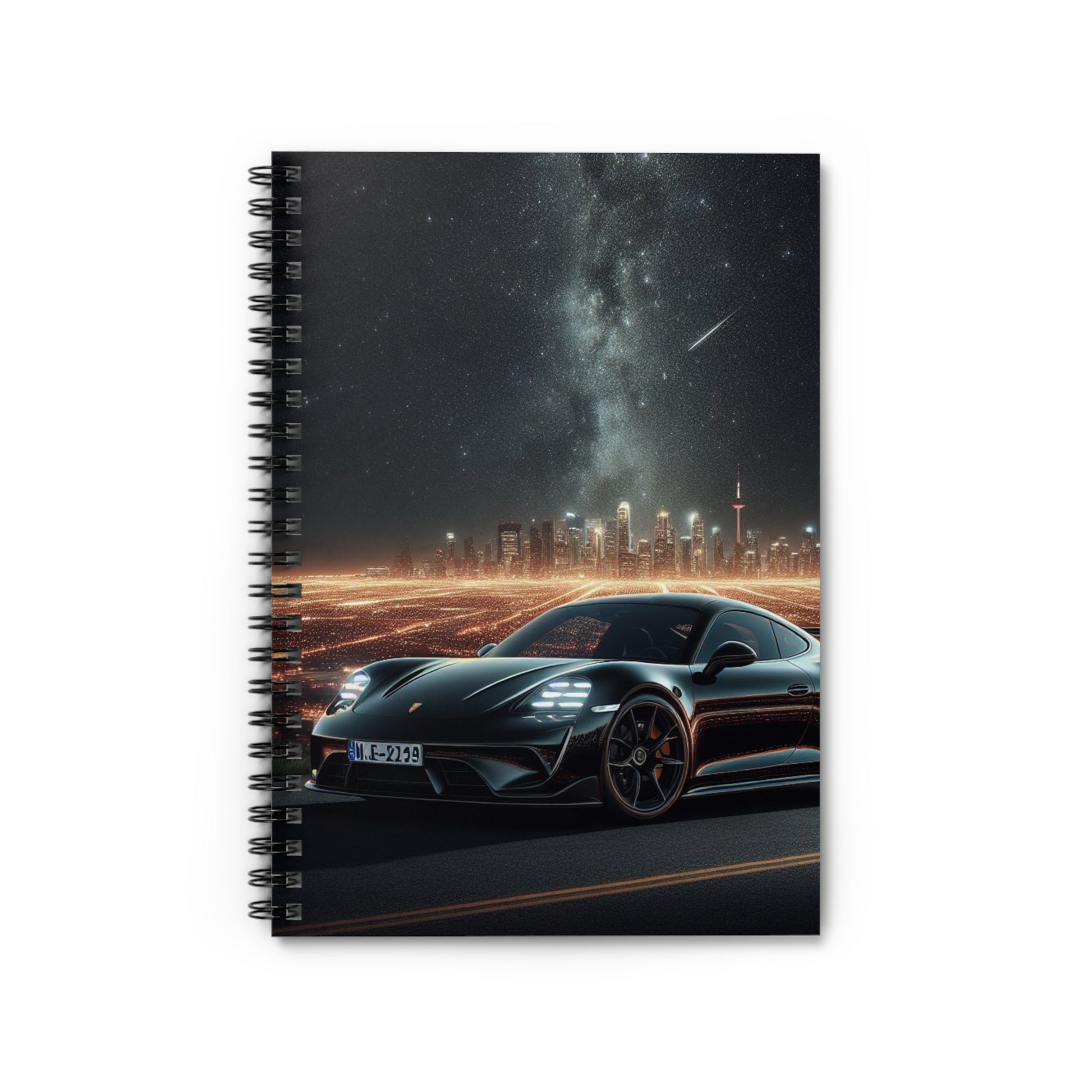 Black Porsche Spiral Notebook Paper products Printify One Size  